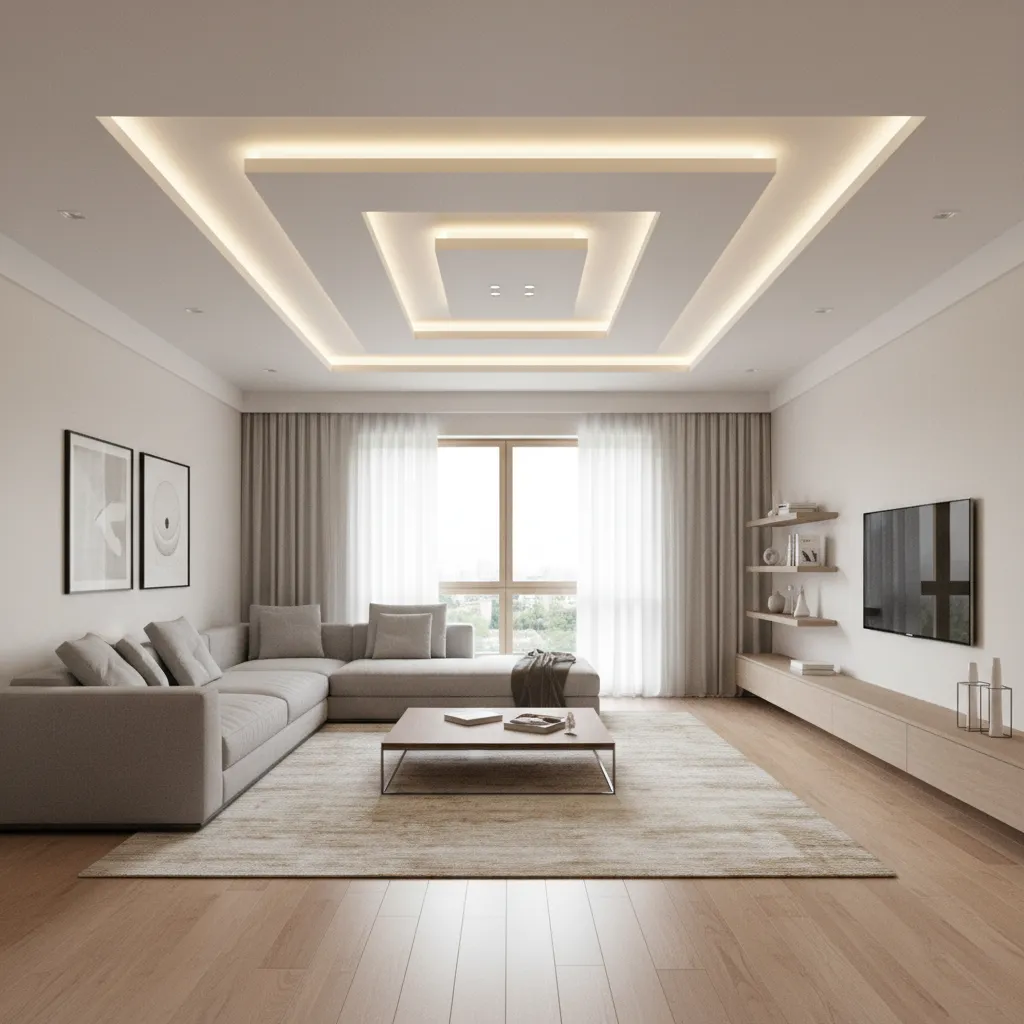 Living Room Modern POP Plus Minus Design Ideas