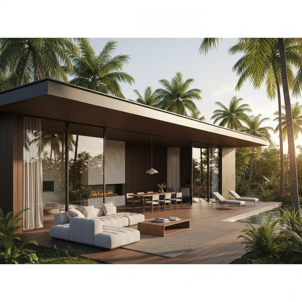 Casa prefabricada moderna con terraza abierta