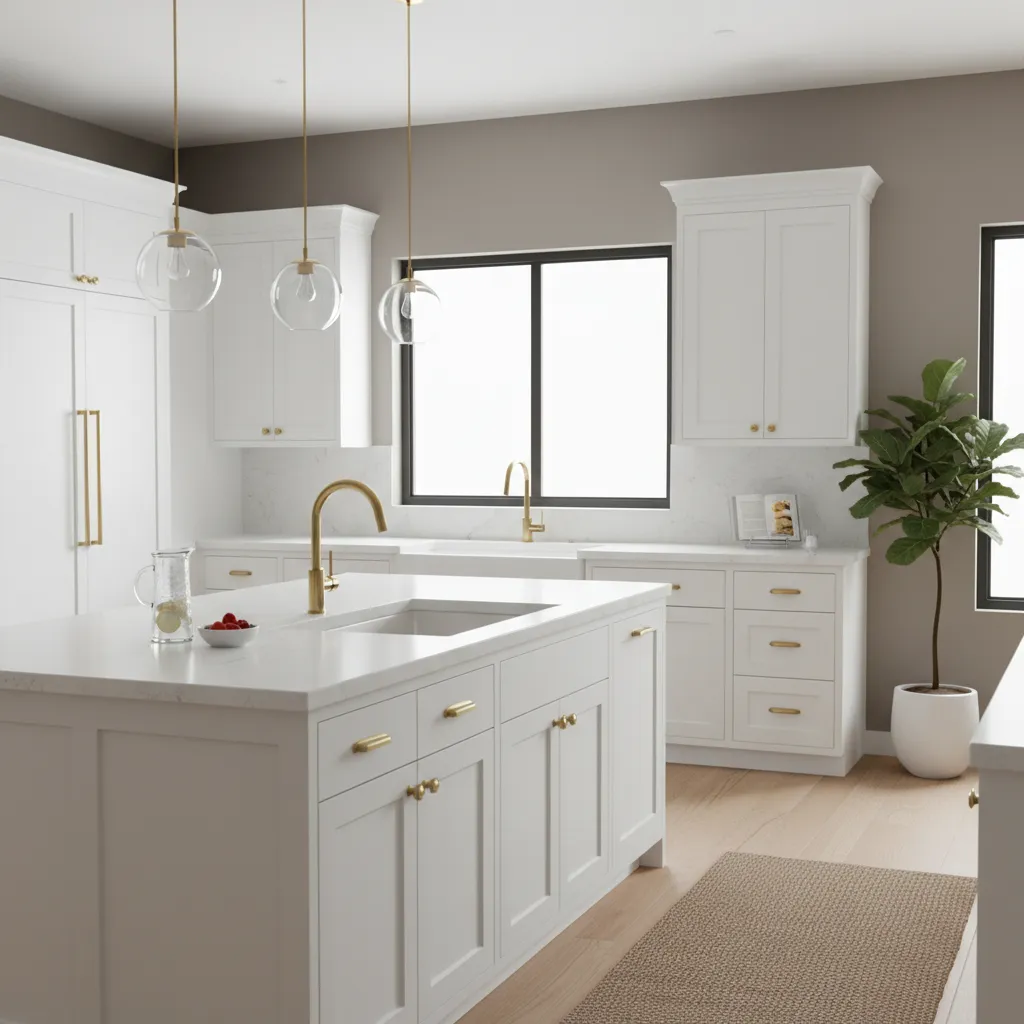 beautiful kitchen with freshly refinished painted cabinets