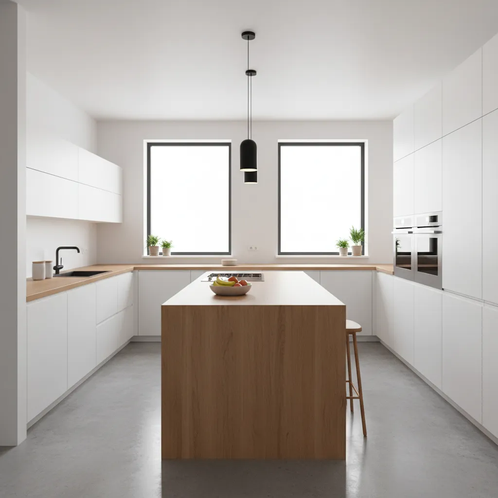 Modern kitchen after renovation with clean layout and bright lighting