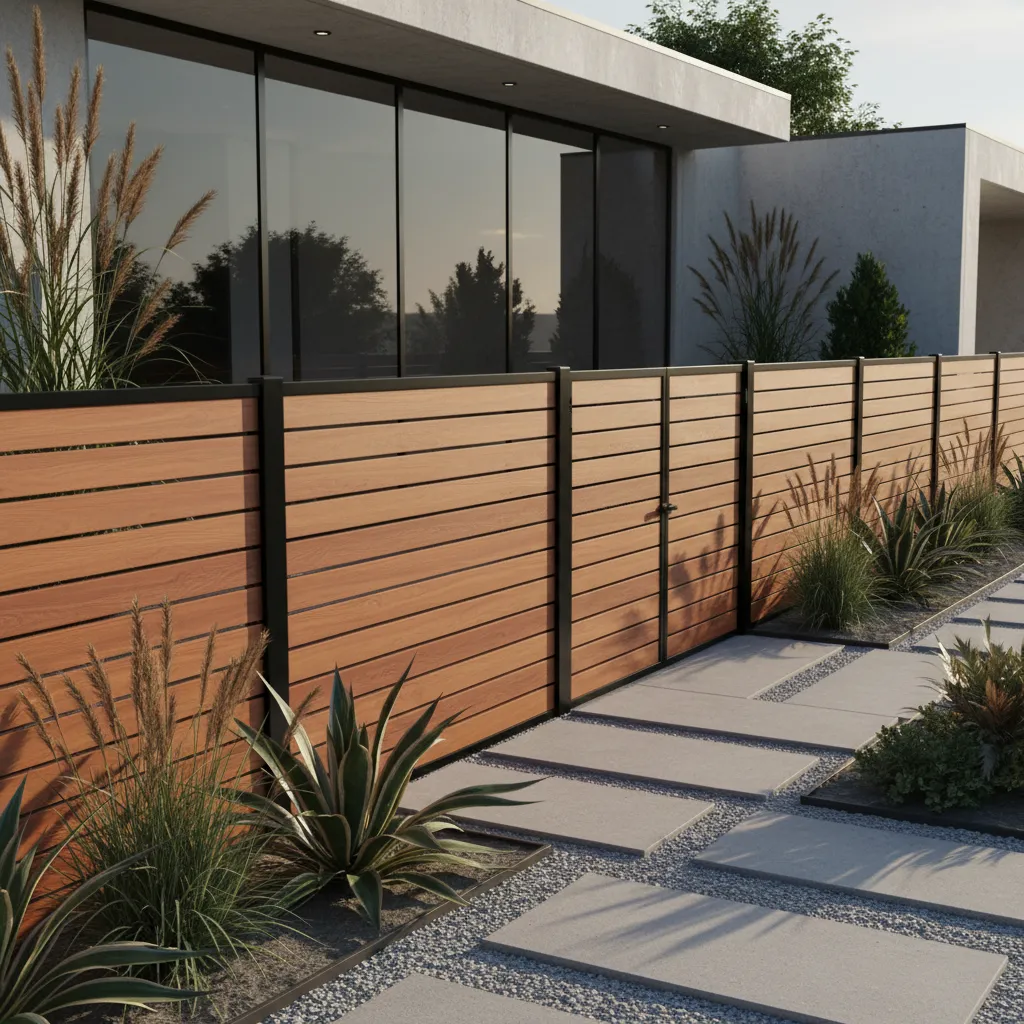 Cerca moderna con diseño arquitectónico en vivienda