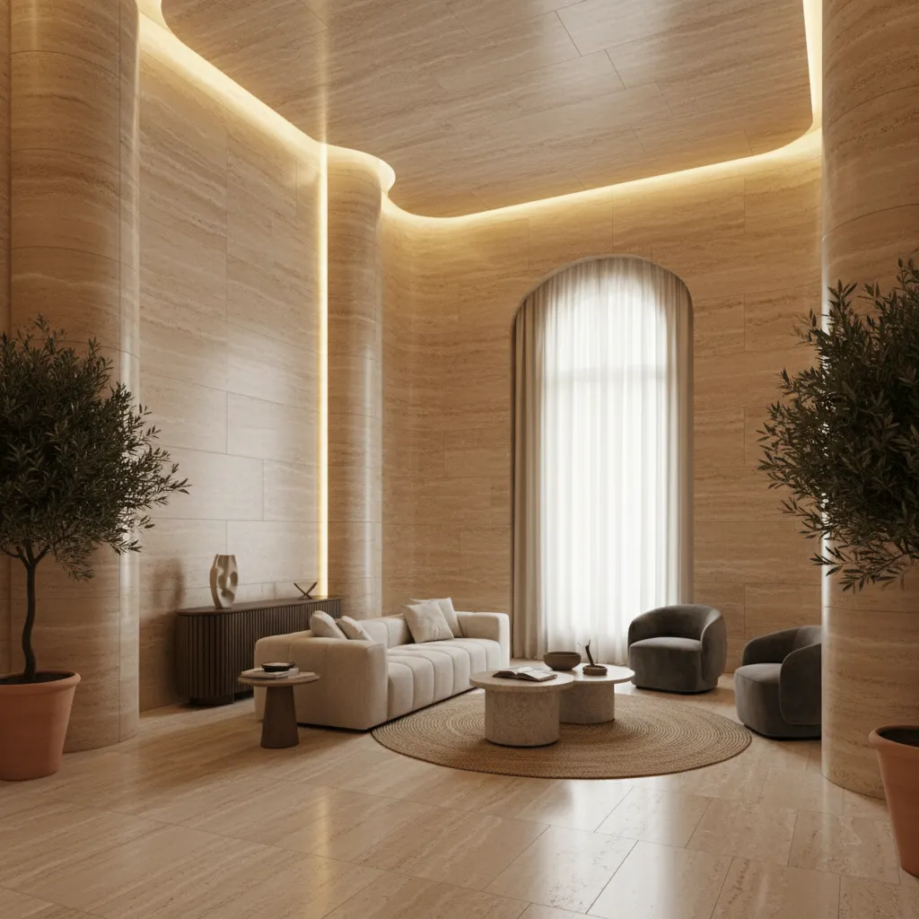 Interior romano moderno con iluminación indirecta