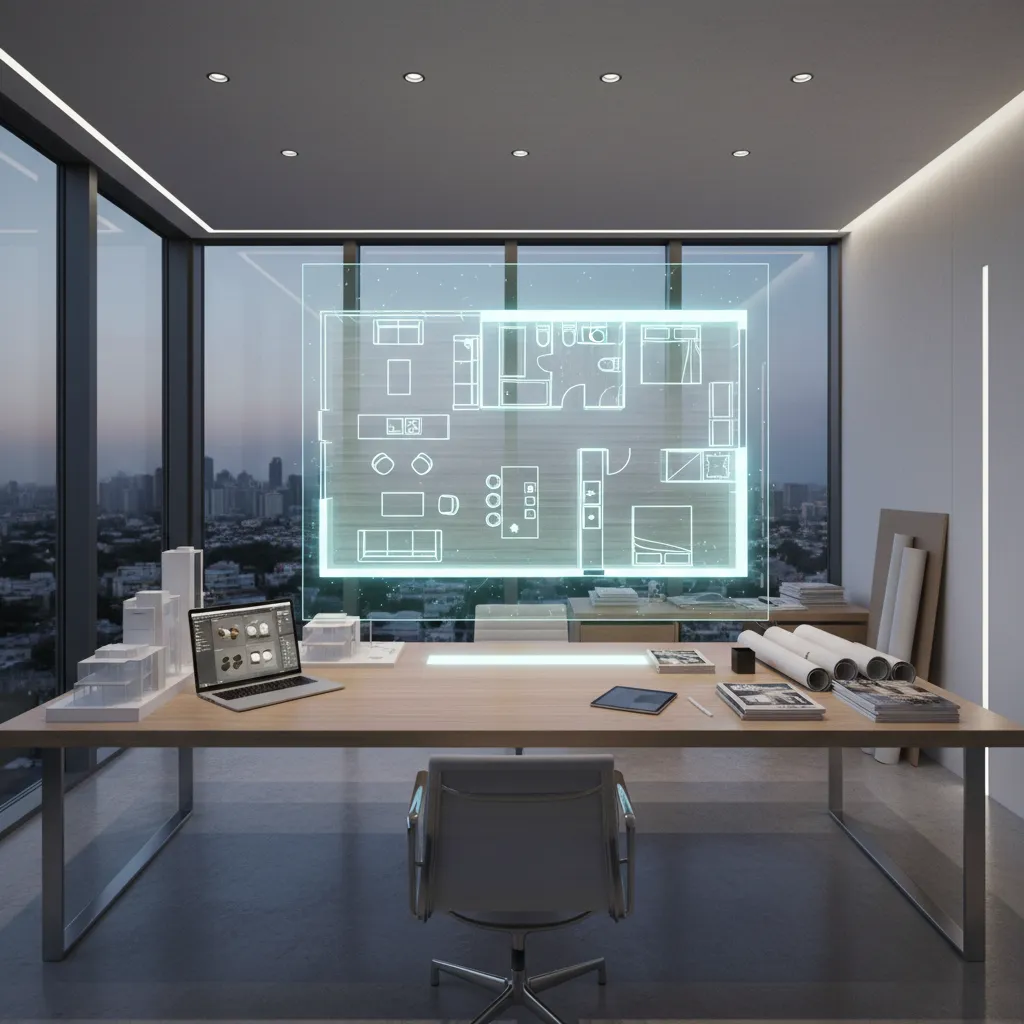 Visualización de distribución de habitación moderna