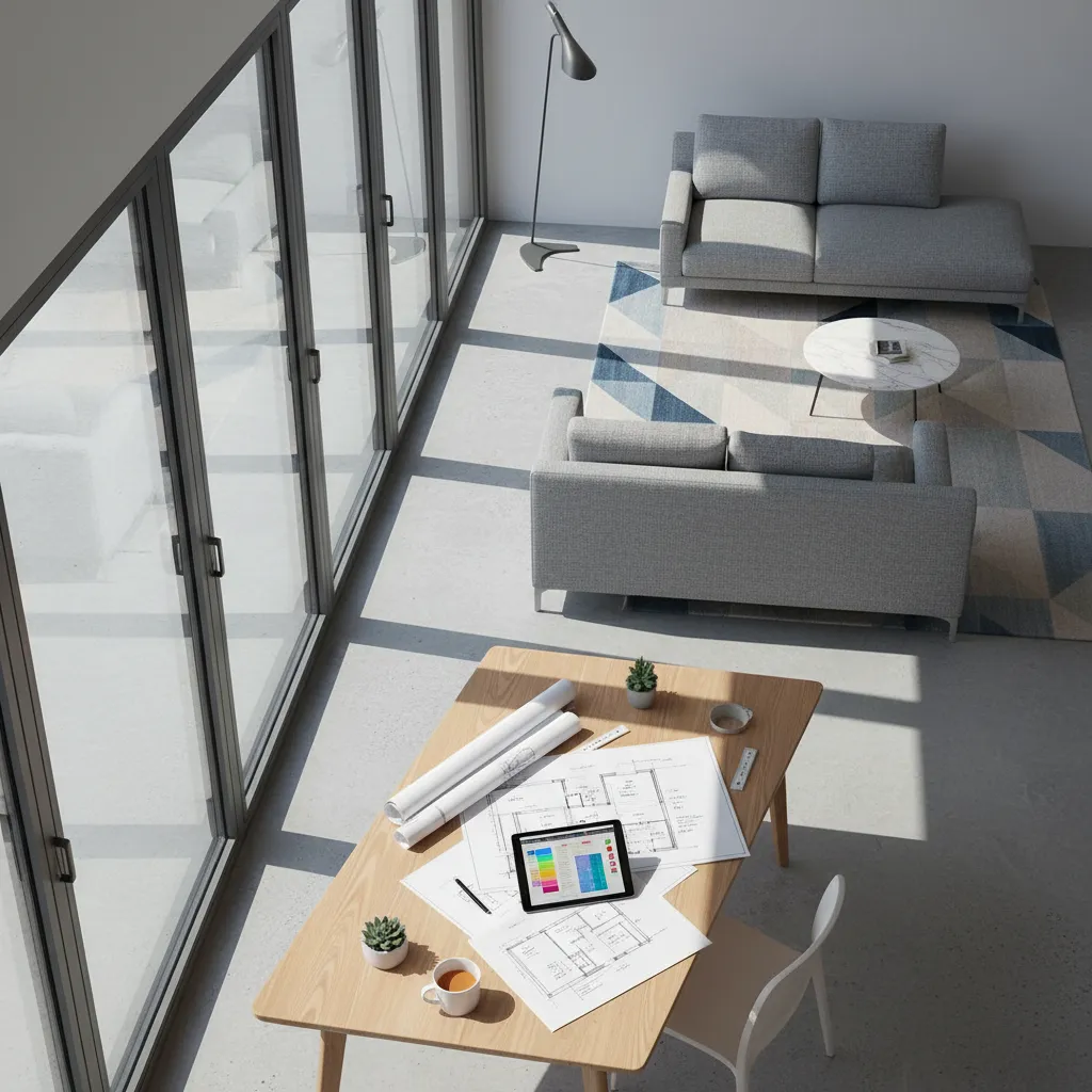 Planificación de distribución de una habitación moderna
