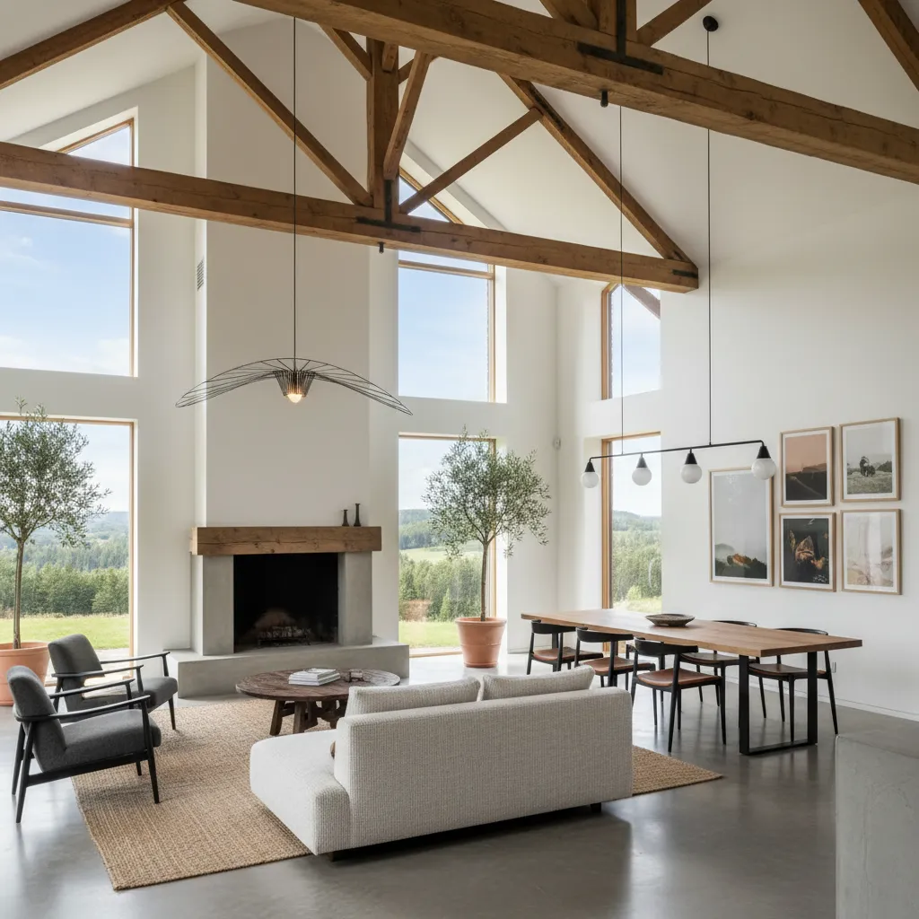 Casa de campo que combina arquitectura rústica con interior moderno