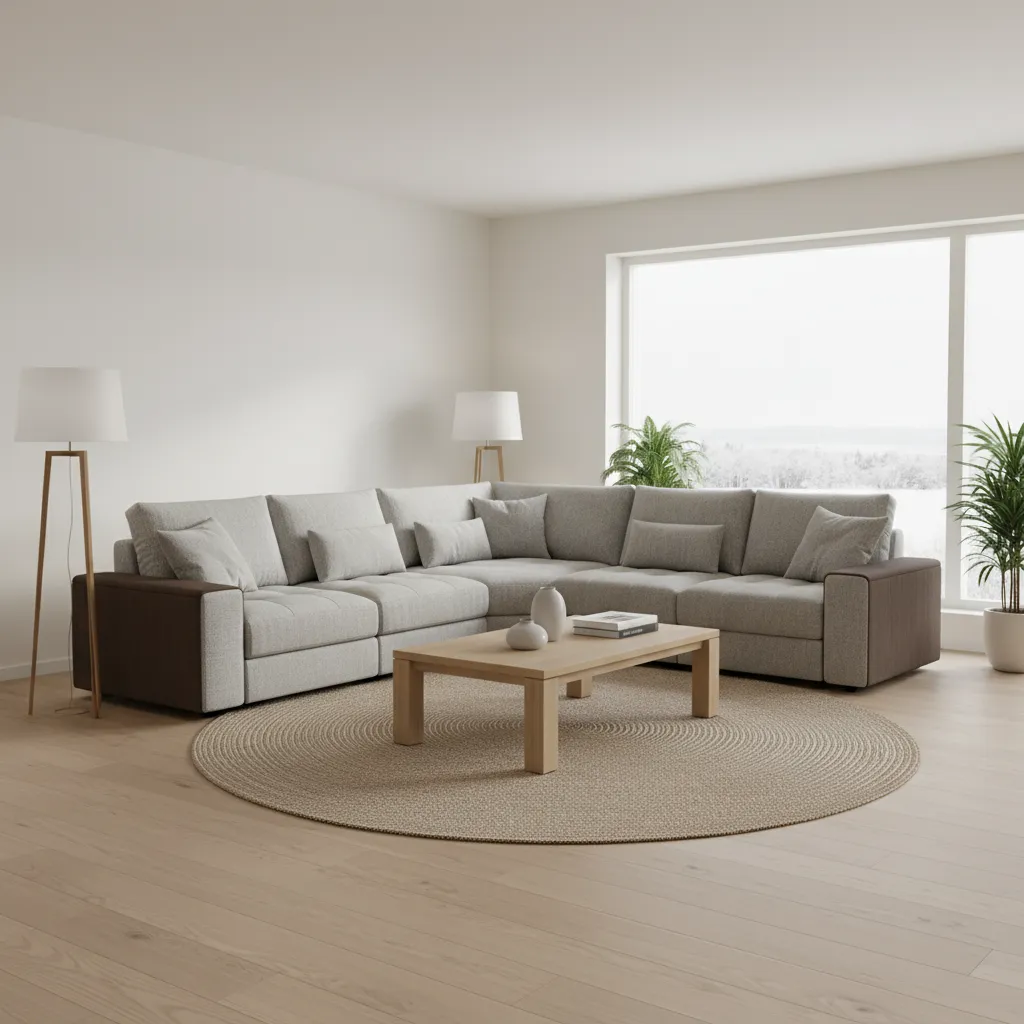 Modern sectional sleeper sofa in a stylish living room layout