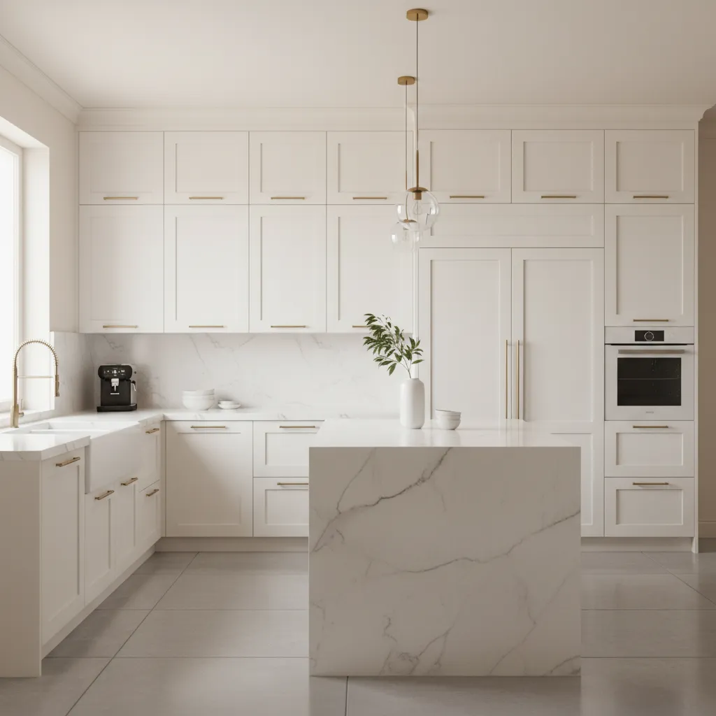 modern kitchen with shaker cabinet doors and soft close hinges