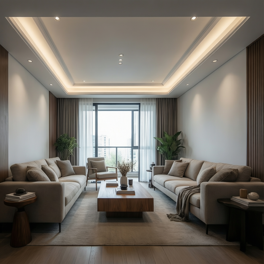 Living Room Feels Low? Simple Fall Ceiling Design That Adds Space