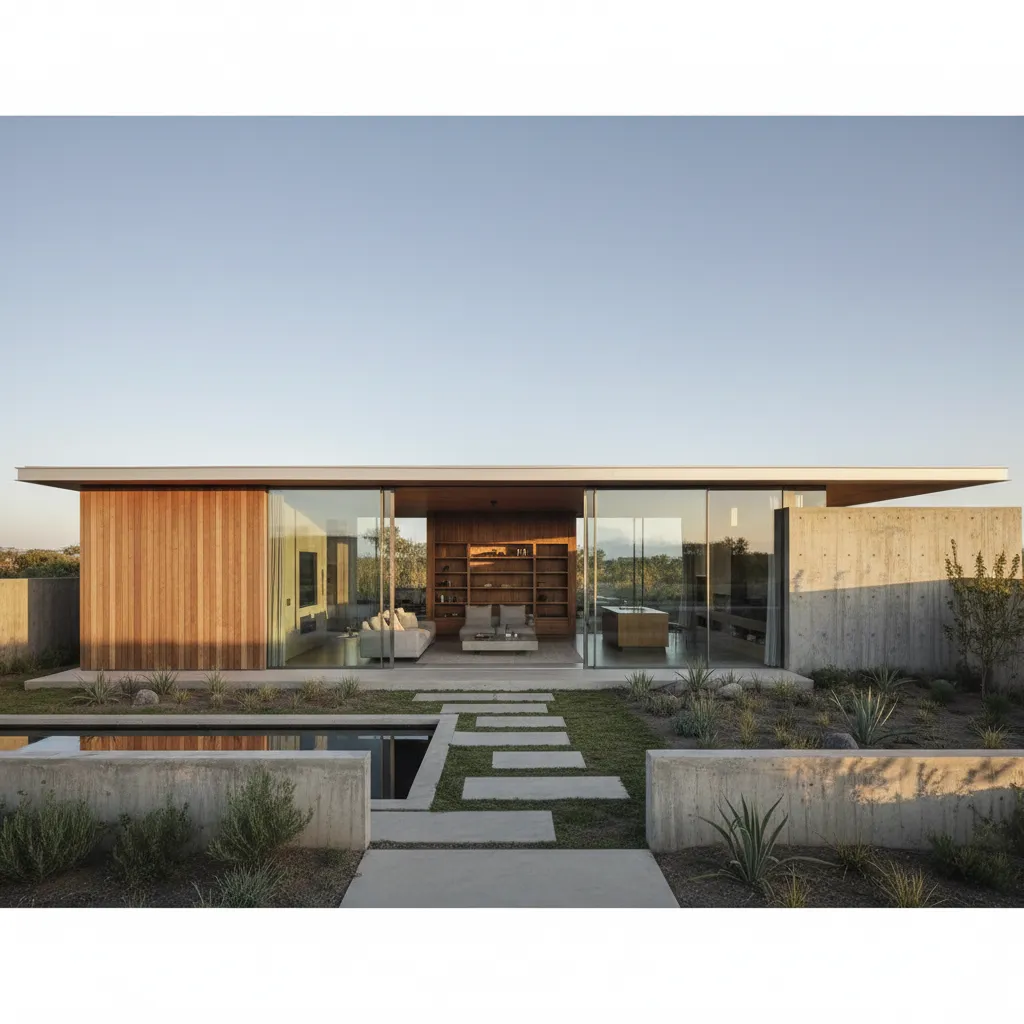 Casas de una planta con cristales: diseños modernos