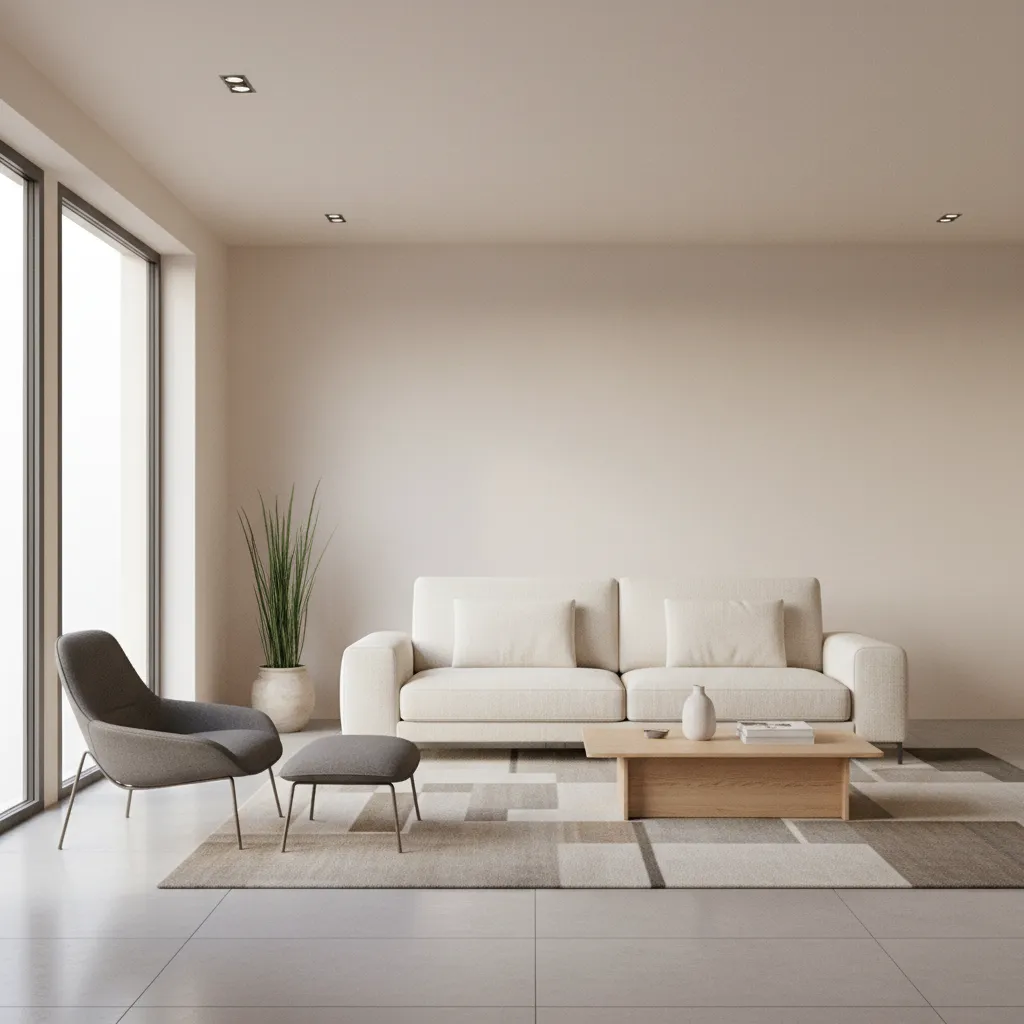 modern living room with sleeper sofa as main seating