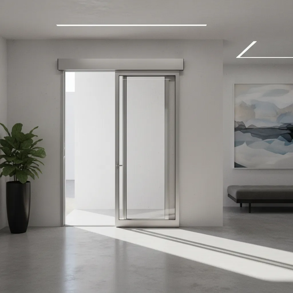 Modern sliding security door installed at a contemporary home entrance