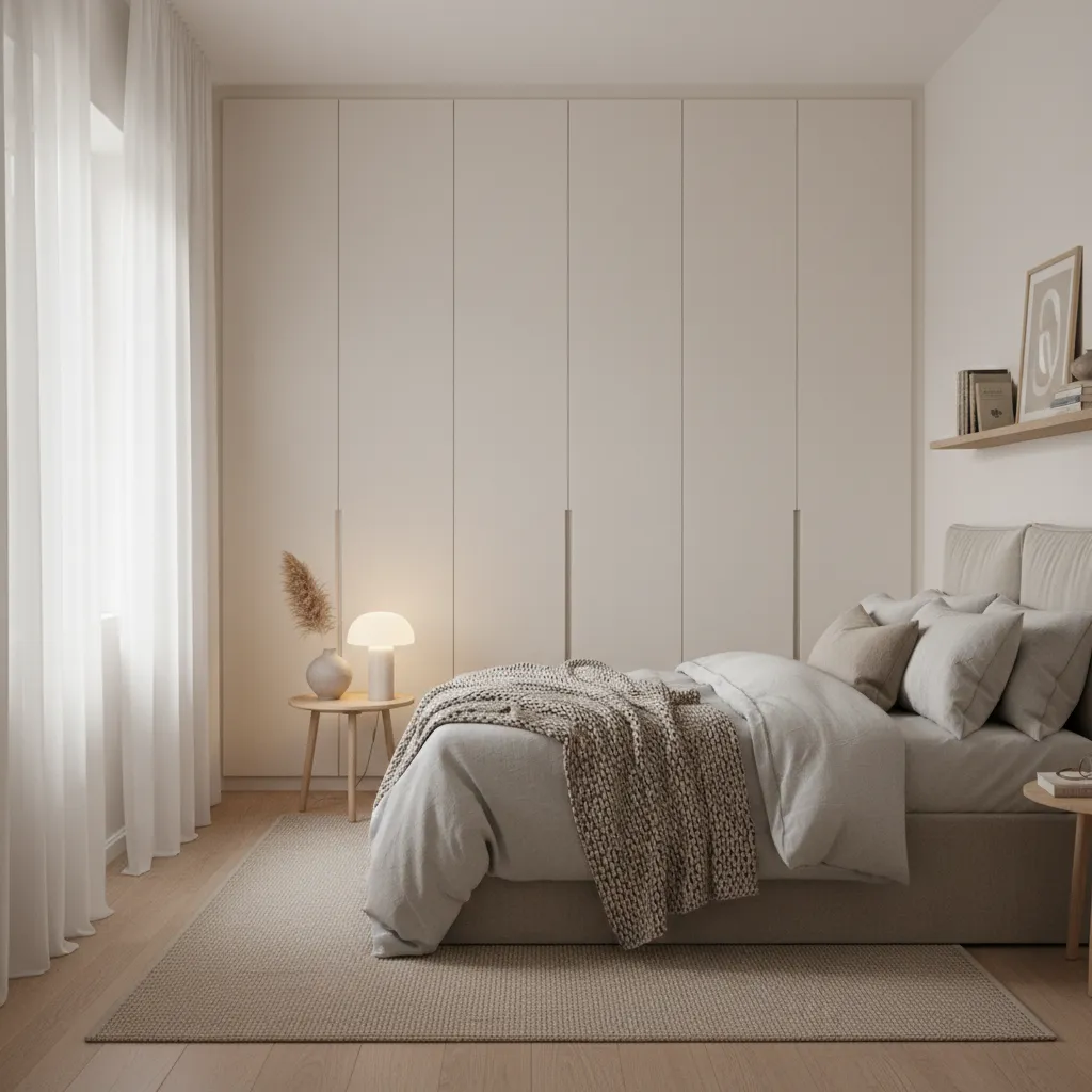 Dormitorio moderno compacto con diseño minimalista