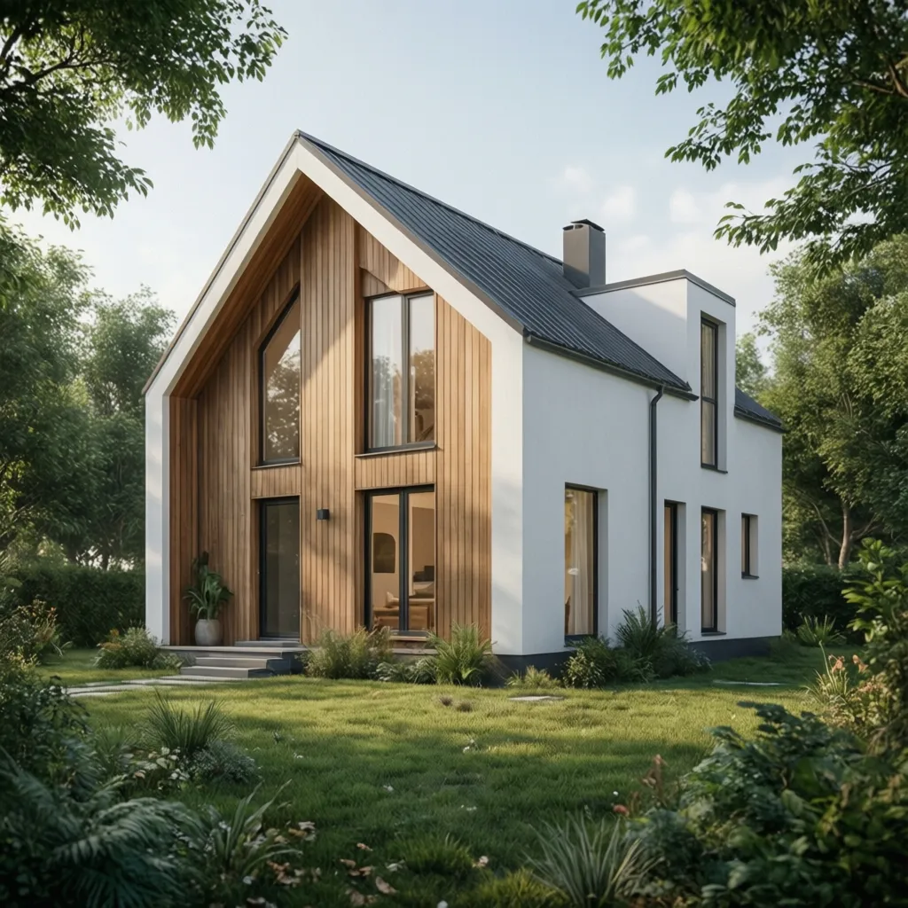 Exterior view of modern small house around 720 sq ft with simple architecture