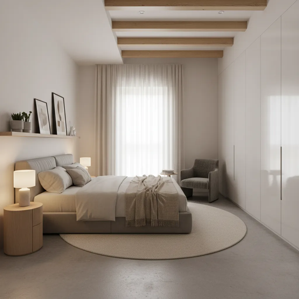 Dormitorio moderno en segunda planta de casa pequeña