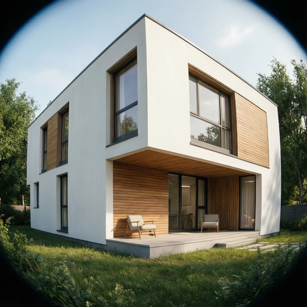 Casa moderna económica de una planta con diseño simple
