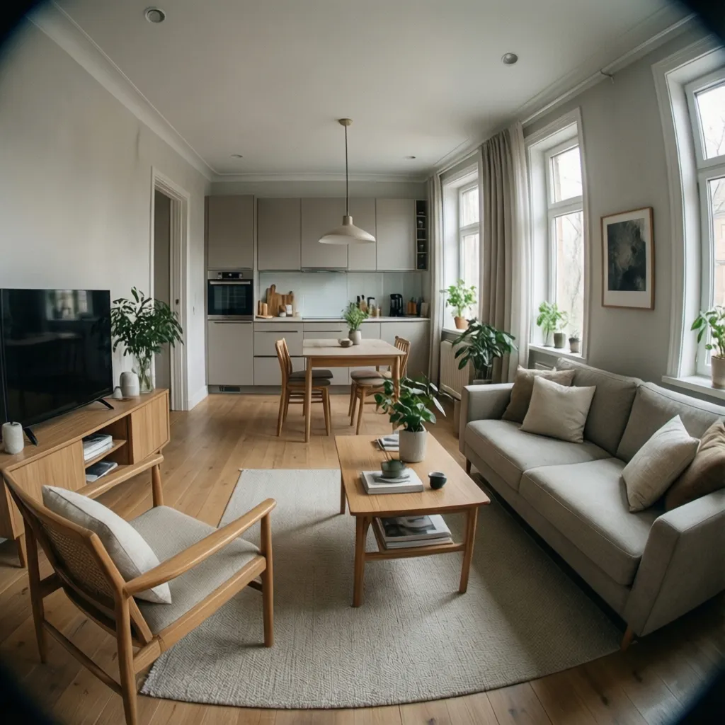 Interior moderno minimalista en casa pequeña