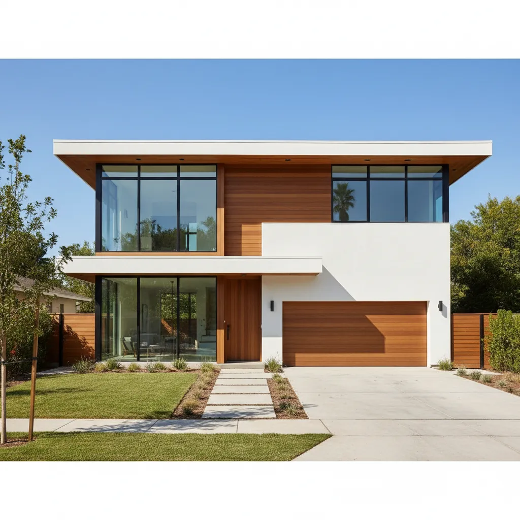 Casa moderna pequeña de dos pisos con estilo minimalista