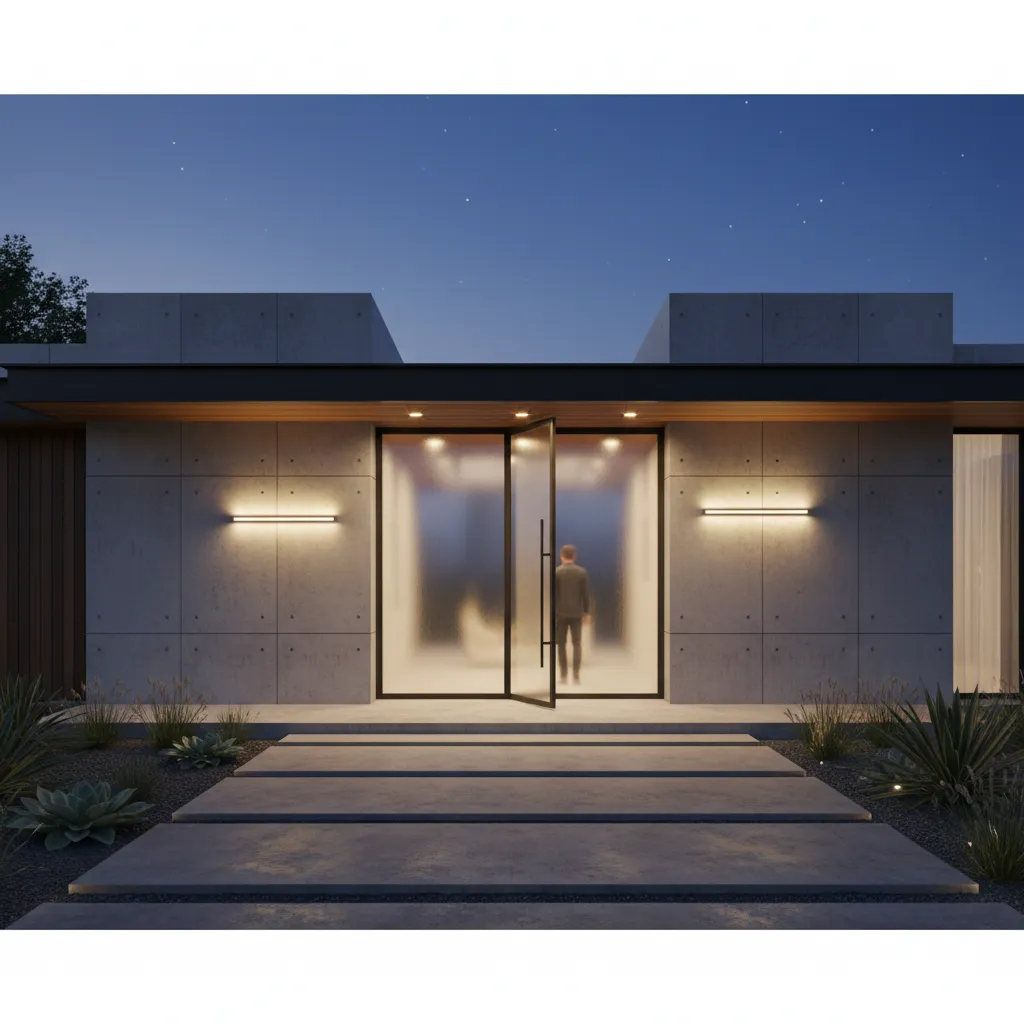Modern front entrance with smart LED lighting