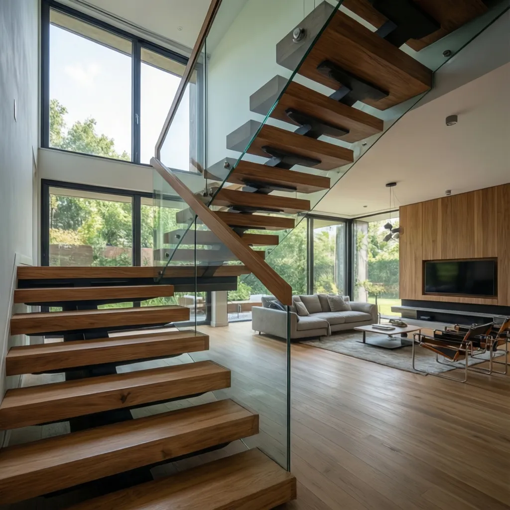 Escalera moderna en el interior de una casa contemporánea
