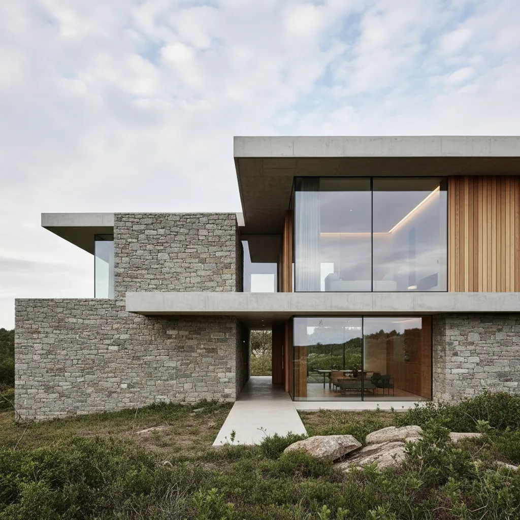 Diseño de casas modernas con piedra: ideas reales