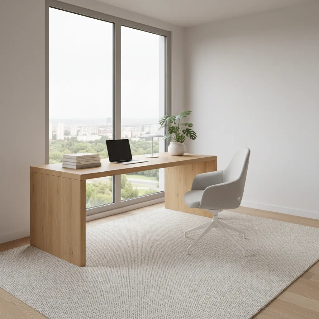 modern study room desk near window with natural light