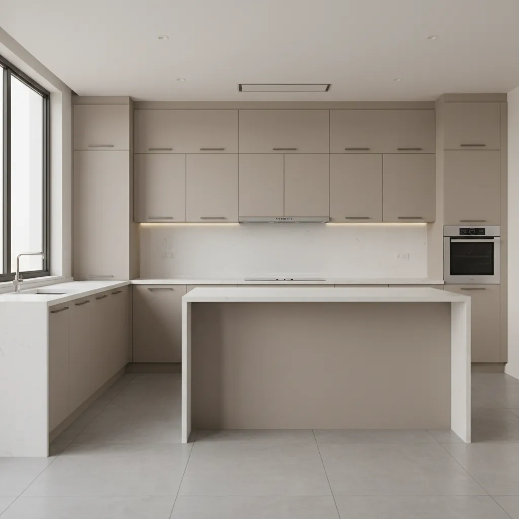 modern kitchen cabinets using matte sunmica laminate