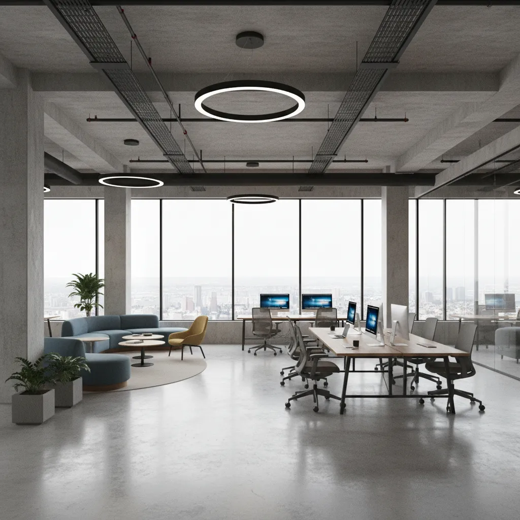 modern tech startup office with open desks collaborative workspace