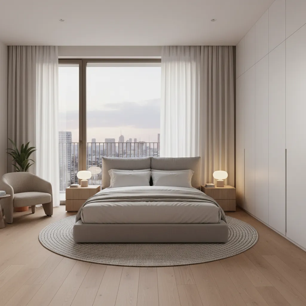 Phòng ngủ hiện đại trong nhà ống 2 tầng