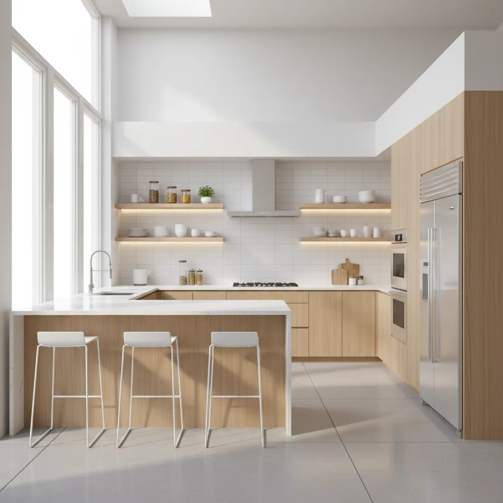 bright modern u shaped kitchen after renovation