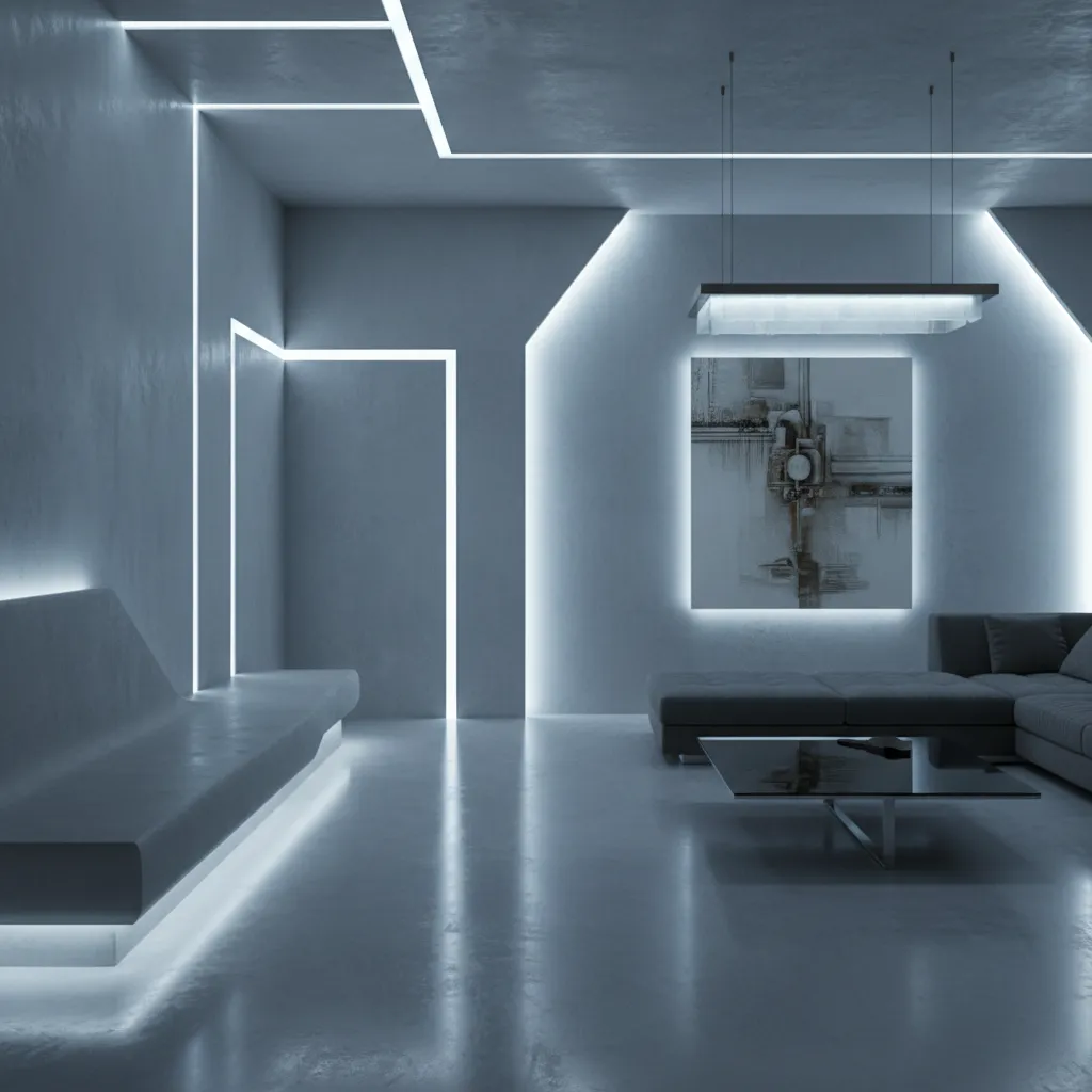 Interior moderno con iluminación arquitectónica LED
