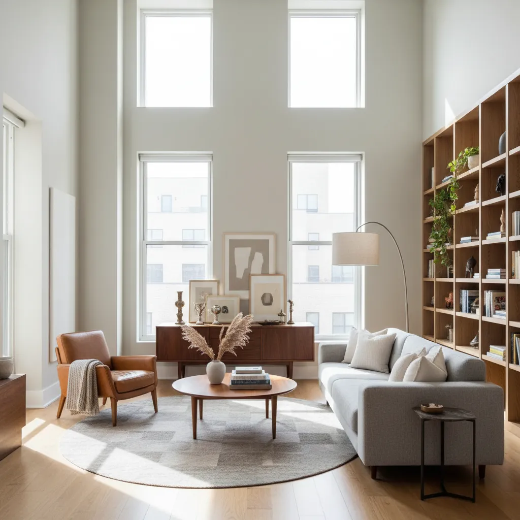 Interior moderno combinado con muebles vintage