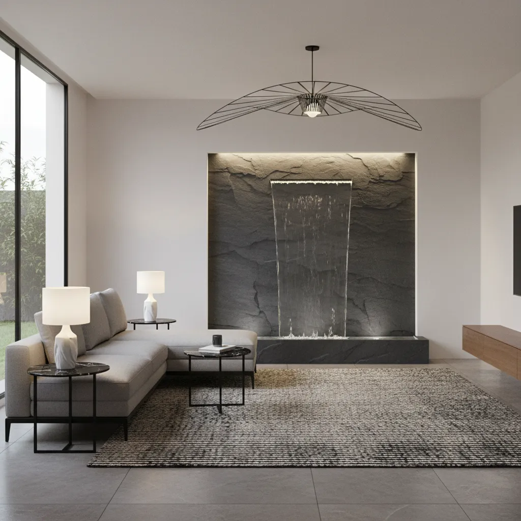 modern slate wall fountain matching contemporary interior design