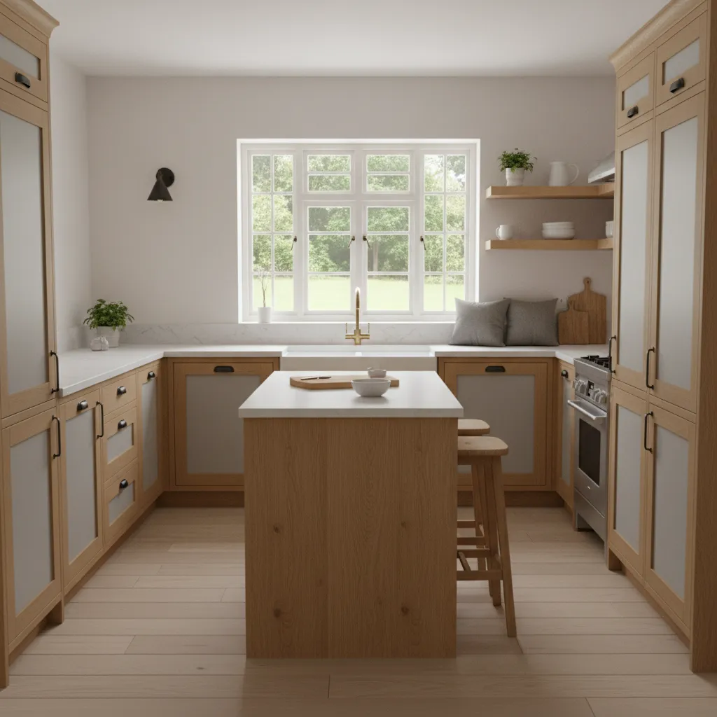 Modernized small cottage kitchen redesign with improved layout