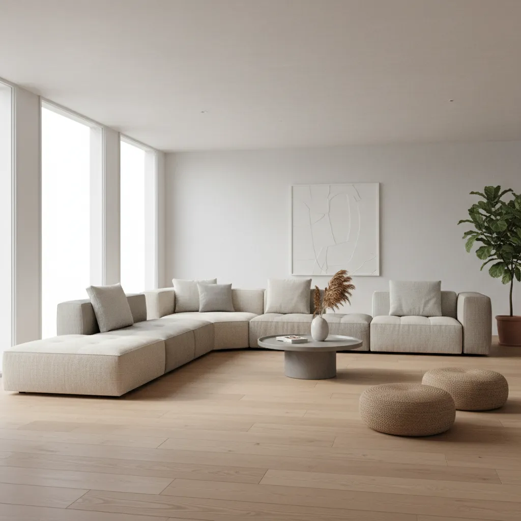modern modular 7 seater sofa in contemporary living room