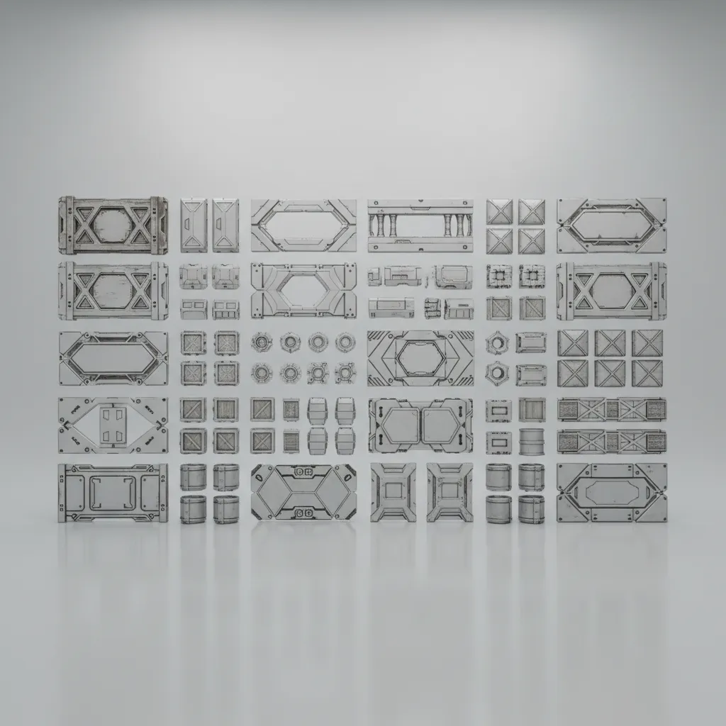 Organized modular 3D asset components arranged for collaborative workflow