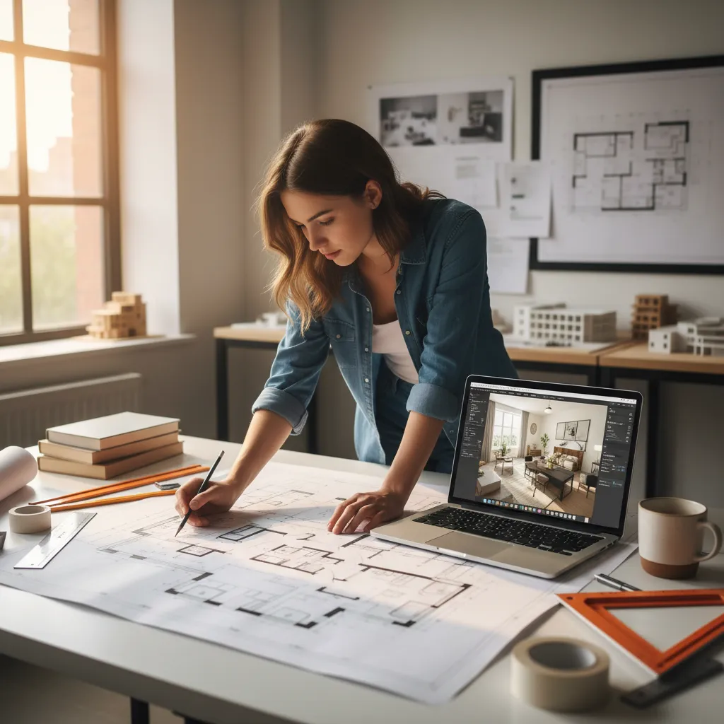 Planificación de distribución modular en un plano de vivienda