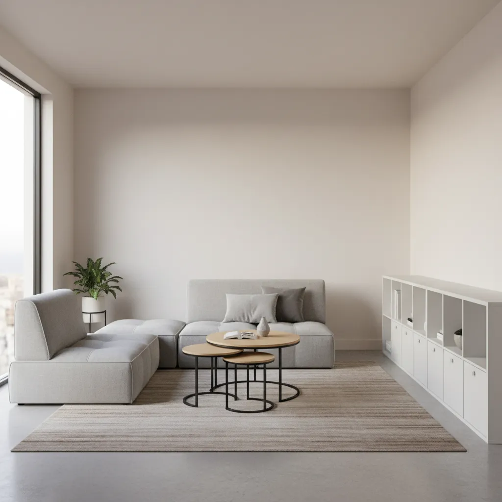 modular movable furniture setup in a small studio apartment