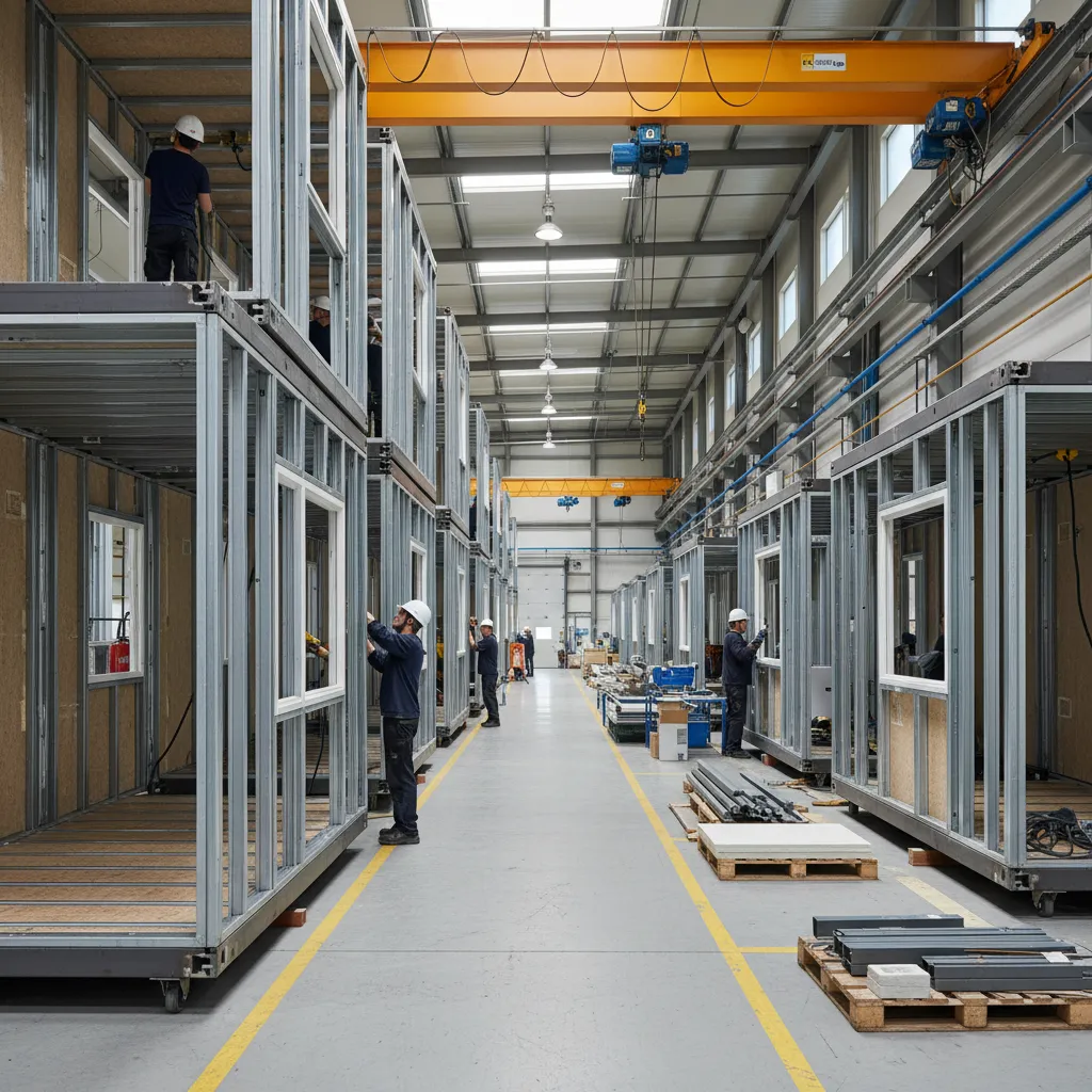 Proceso de fabricación de módulos de vivienda en fábrica
