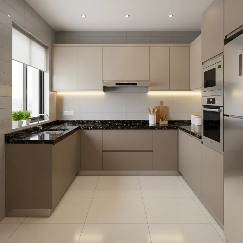 Compact modular kitchen in a 2 BHK apartment