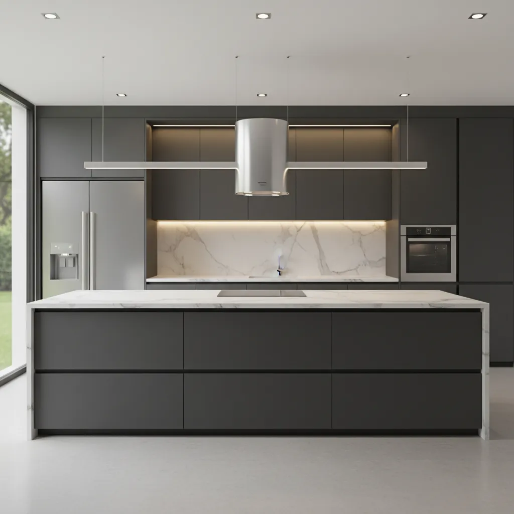 visual breakdown of modular kitchen components including cabinets countertop and appliances