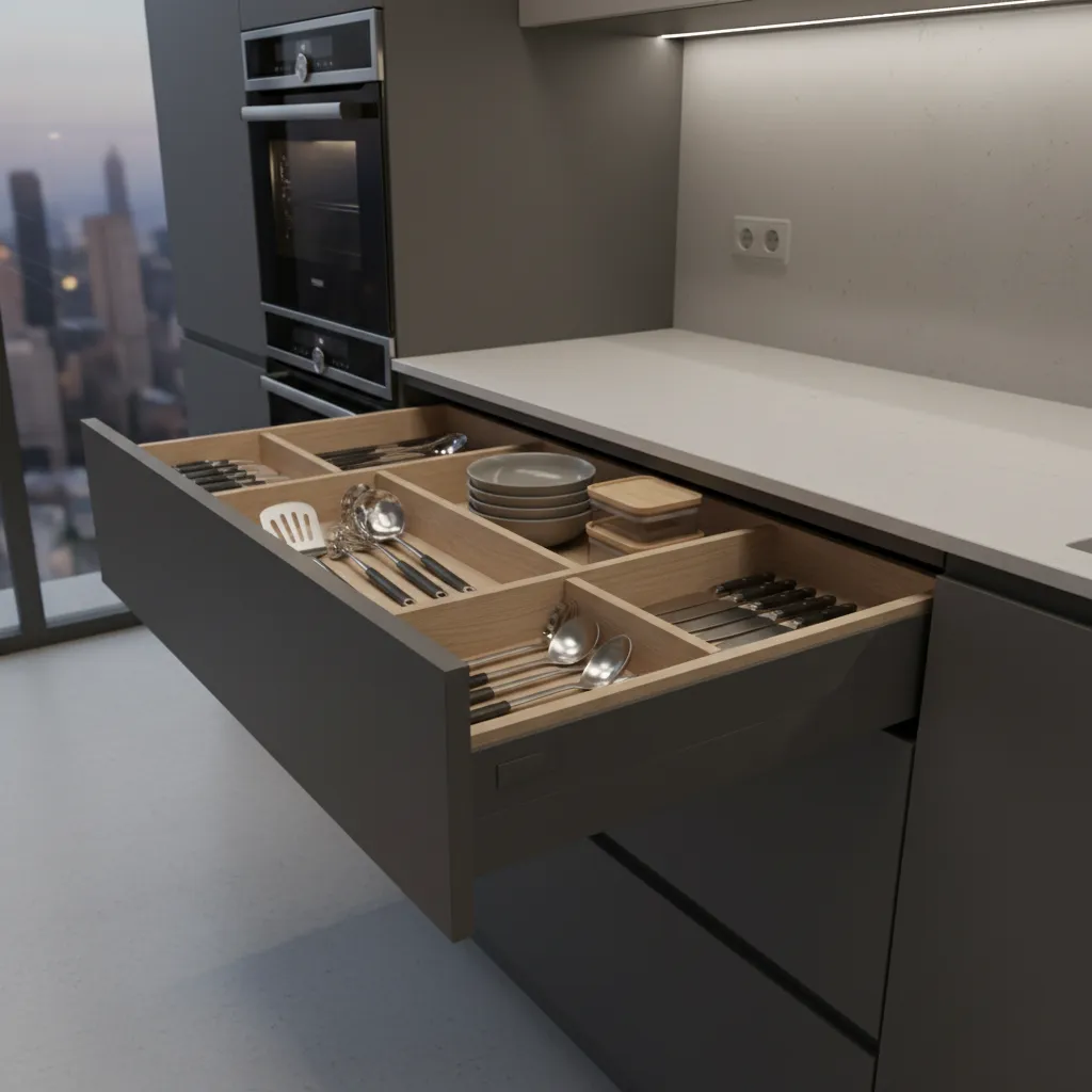 Deep modular kitchen drawers and pull out storage solutions