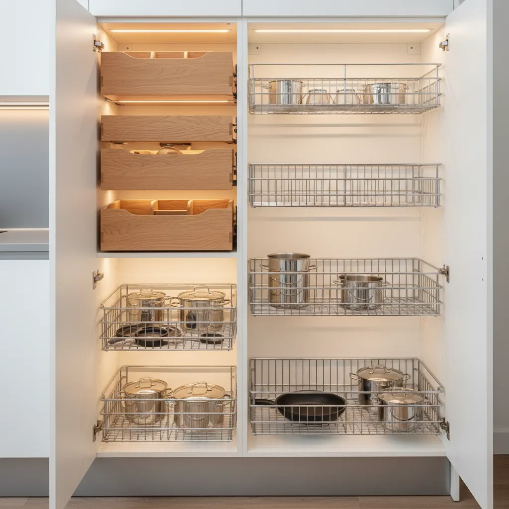 pull out pantry drawers and modular kitchen storage accessories