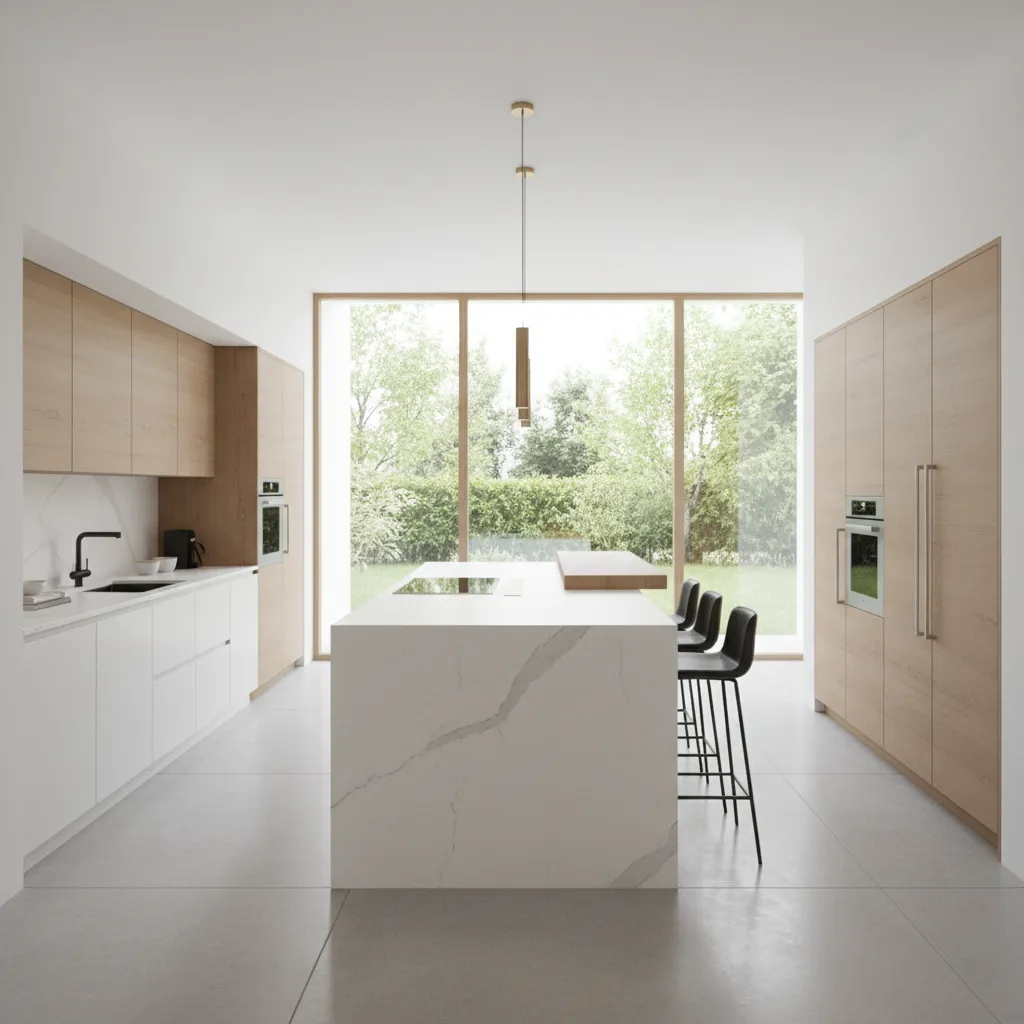 modern modular kitchen with central island and open layout