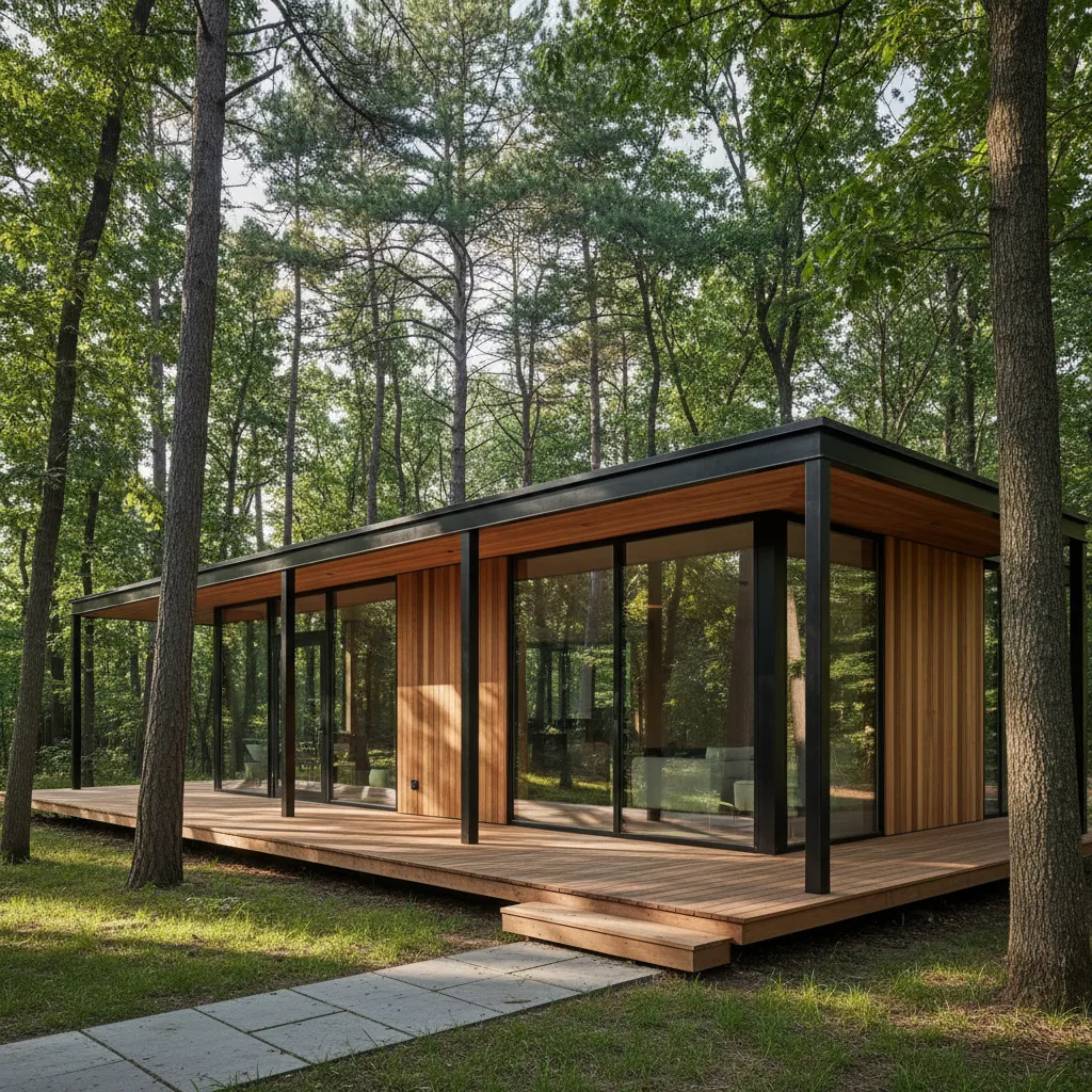 Casa prefabricada modular moderna en entorno natural