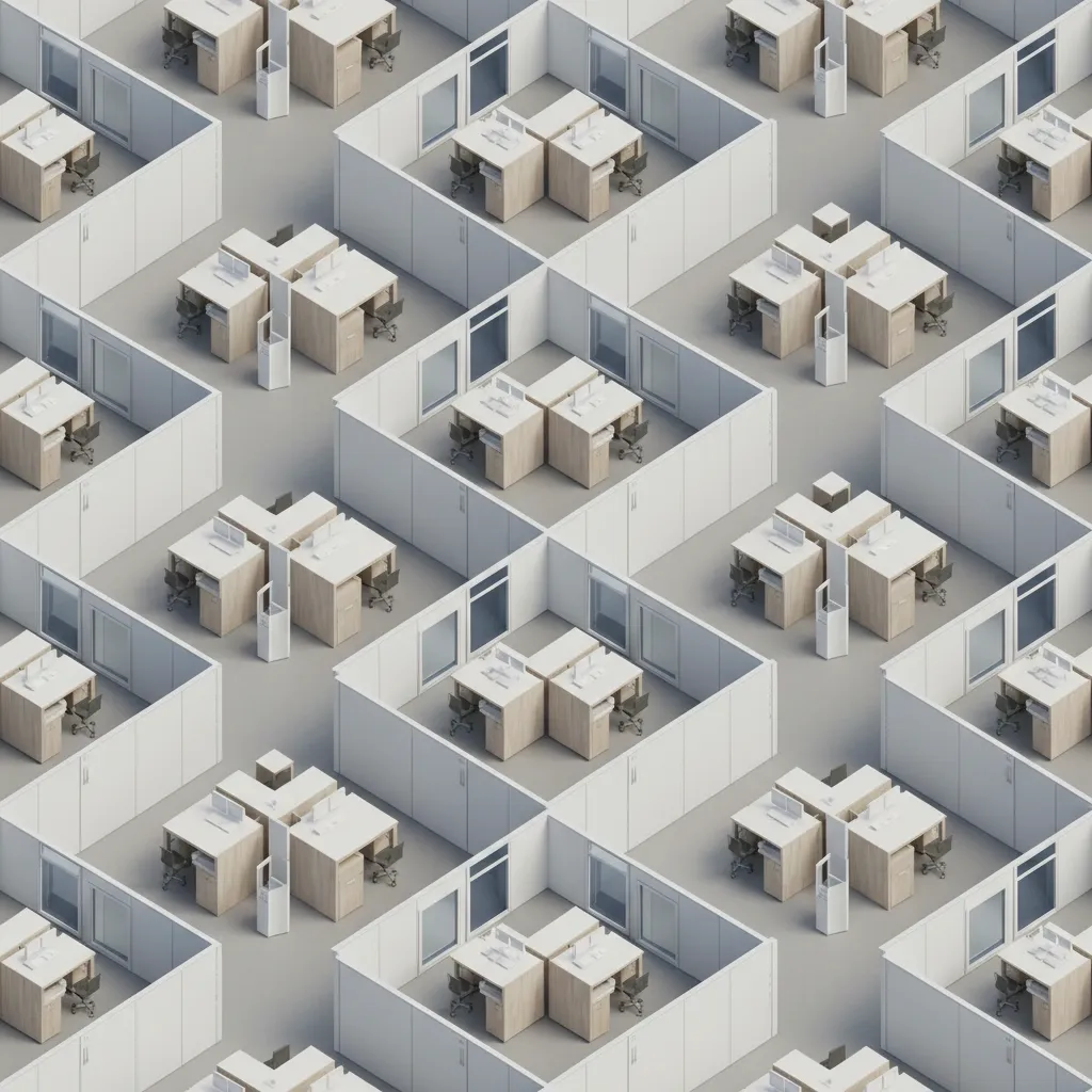 Modular room components used in a building floor plan layout