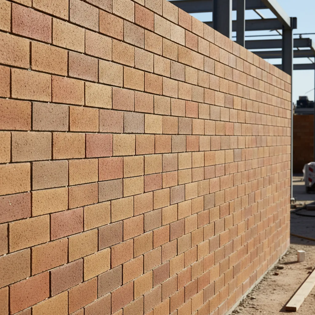Construction wall layout showing modular brick alignment reducing material cutting