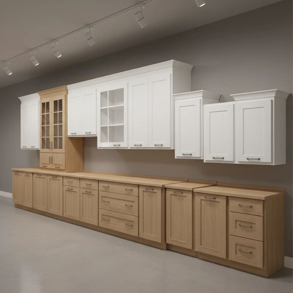 Different modular ready to assemble kitchen cabinet sizes displayed