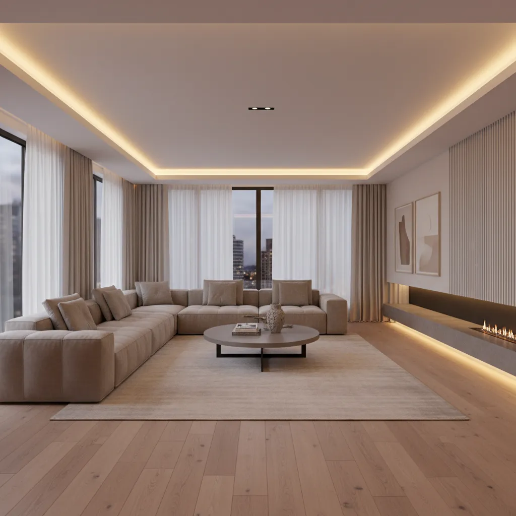 modern modular sofa arrangement in stylish living room