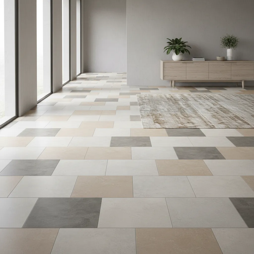 Modular tile pattern layout with multiple tile sizes