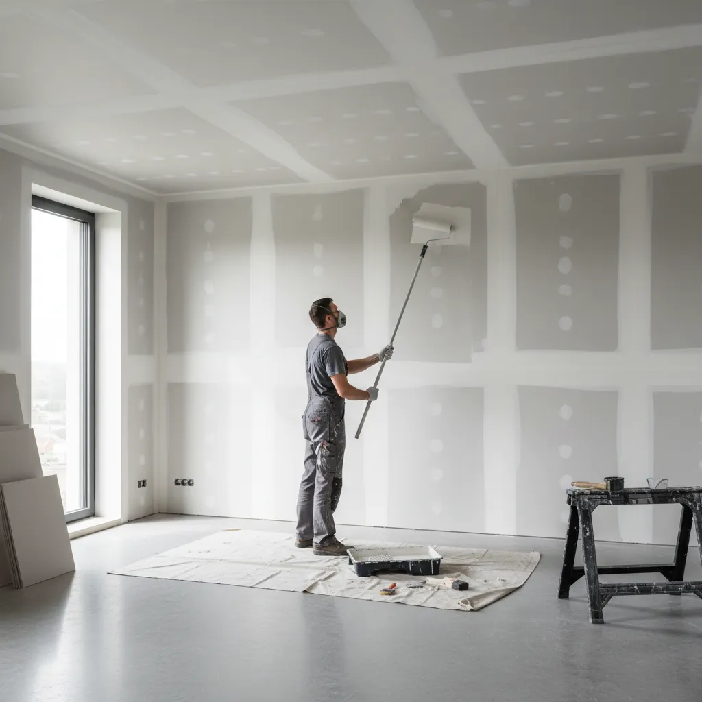 applying moisture blocking primer on wall before installing wallpaper